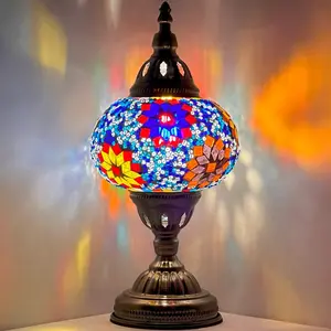 Tropical Elegance: Rainbow Hibiscus Desk Lamp with Mosaic Art