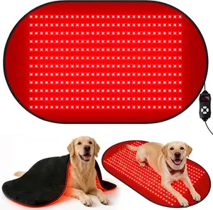 Red Light Therapy Mat for Dogs, 23.6 x 39.4 Inches Pet Light Therapy Mat, 360 LED Beads, 660nm & 880nm Light, Timer and Controller, for Dog Back, Waist, Legs