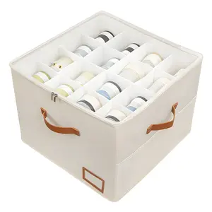 Shoe Organizer for Closet, Shoe Storage Cubby Containers with Adjustable Dividers and Clear Cover, Fits up to 16 Pairs, Foldable Shoe Storage Organizer Box for Closet, Entryway,Back to school season