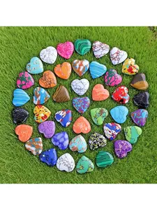20Pcs Mixed Synthetic Hallite Green Agate Mini Heart Stones Heart Charms 2cm Each Bulk Option Carved Beads for Jewelry Making Gift Crafting
