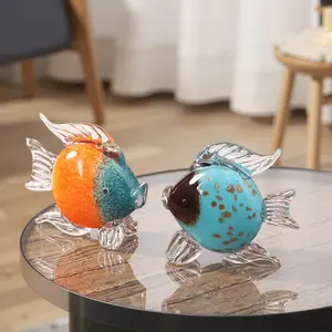 1 handmade glass fish decoration, home art decoration, modern office luxury decoration, sailing, seaside, entrance, gift for ocean enthusiasts, art collection mannequin head