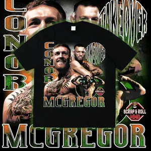 Conor McGregor Scrap N Roll MMA Graphic Tee, UFC Fighter Inspired T-Shirt, Vintage Combat Sports Fan Shirt, Irish MMA Champion Graphic Tee, Fight Night Streetwear Apparel, MMA Lover Gift, Cotton T-Shirt for Men Women