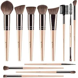 Vegan Makeup Brush Set: Soft Synthetic Brushes for Foundation & Eyeshadow, High-Density, Precise, Easy to Clean, Durable Handles
