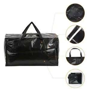 UFORU  2-Pack/6-Pack Black Large Heavy Duty Totes, Visible Labels & Wrap-Around Handles, Travel Organizer Bag, Bedding Organizer Storage, Durable Lightweight Organiser, Space-Saving Storage Organization (Back to School Moving Box Alternative)