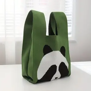 Cute Whimsical Cartoon Panda Theme Pattern Tote Bag, Lightweight Multi-functional Storage Bag, Portable Handbag for Vacation, Casual Outings, and Cartoon Lovers, Quality