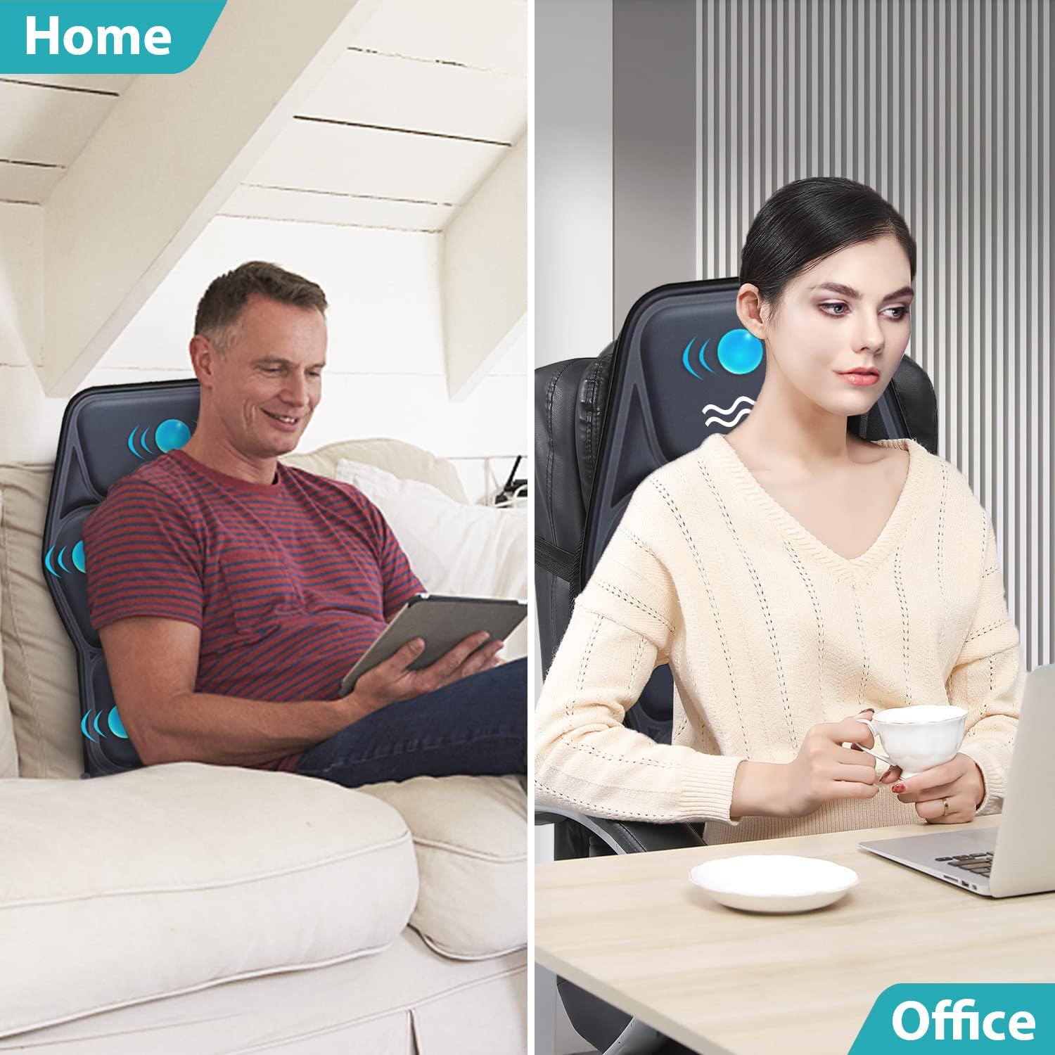 Heating Massage Chair Cushion with Adjustable Lumbar Support & 9 Massage Modes - Full Body/Back Suitable for Home Office Use, Plug-in Massager Chair  ,deep tissue massage tool