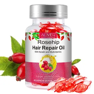 ALIVER Rosehip Hair Repair Oil Capsules with Keratin & Multivitamins for Unisex 40pcs Leave-In Serum for Dry Damaged Hair Care - Haircare