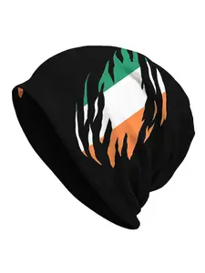 1 Piece Autumn Spring Hats Stylized Flag Of Ireland Thin Hat Bonnet Special Skullies Beanies Caps Men Women's Earmuffs Quality Caps