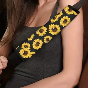 Multipurpose Neoprene Sunflower Shoulder Strap Covers, Decorative Car Seat Belt Accessories, Unisex Backpack Enhancements