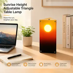 Sunrise Triangle Table Lamp - Interactive Sunset Mood Light with Manual Height-Adjustable "Sun"
