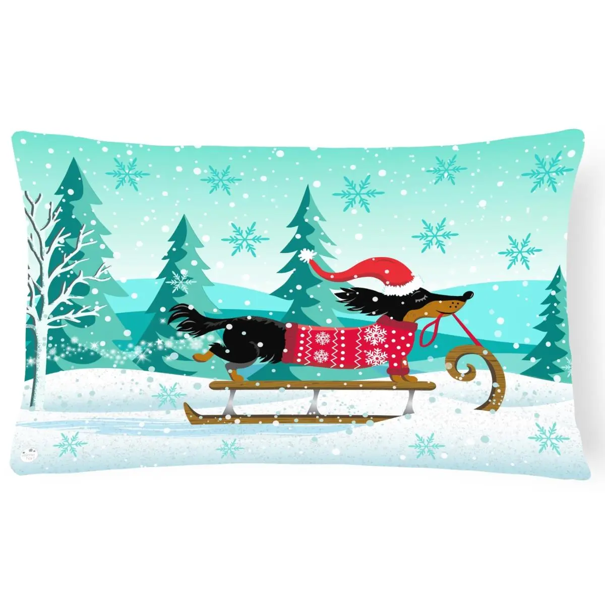 Merry Christmas Dachshund Decorative Pillow Sham - Handmade Canvas Fabric, 12x16 In Rectangle Decorative Pillow, Fade-Resistant, Machine Washable Indoor Holiday Home Decoration