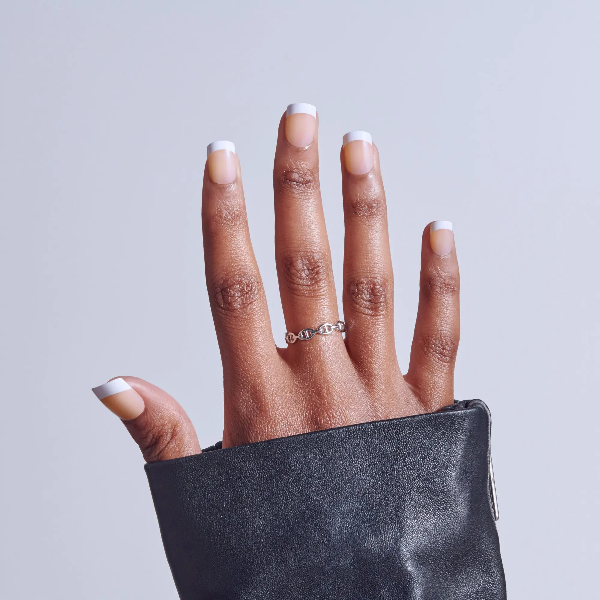 Kiss Core French Press On Fake Glue Nails - If You Dare | French Tips, White, Real Short, Squoval