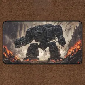 Titan Mech Destroyer TCG Playmat, Robot, Orange, MTG Play Mat, Fantasy Playmat, Gifts for Gamers, Board Game