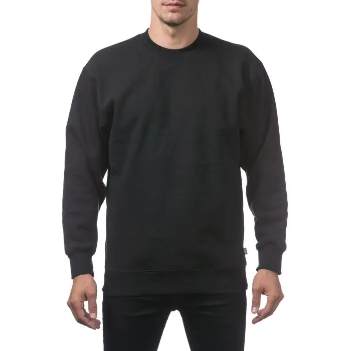 Pro Club Men's Stylish 13 oz Polyester-Cotton Fleece Crew Neck Sweatshirt - Relaxed Fit, Long Sleeves, Ribbed Waistband, Ribbed Edges, Ribbed Cuffs, Heavyweight Casual Knit, Solid Plain Pullover, Dry Clean Suitable, All Seasons Top