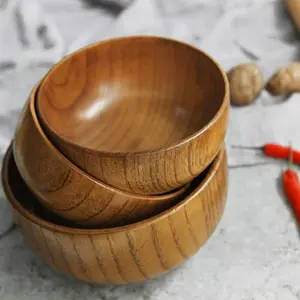 Natural Wood Anti-Scald Noodle Bowl, Round Soapnut Wood Soup Bowl, Home Use Traditional Chinese Dinnerware Set, Durable Meal Bowls, Wooden Tableware