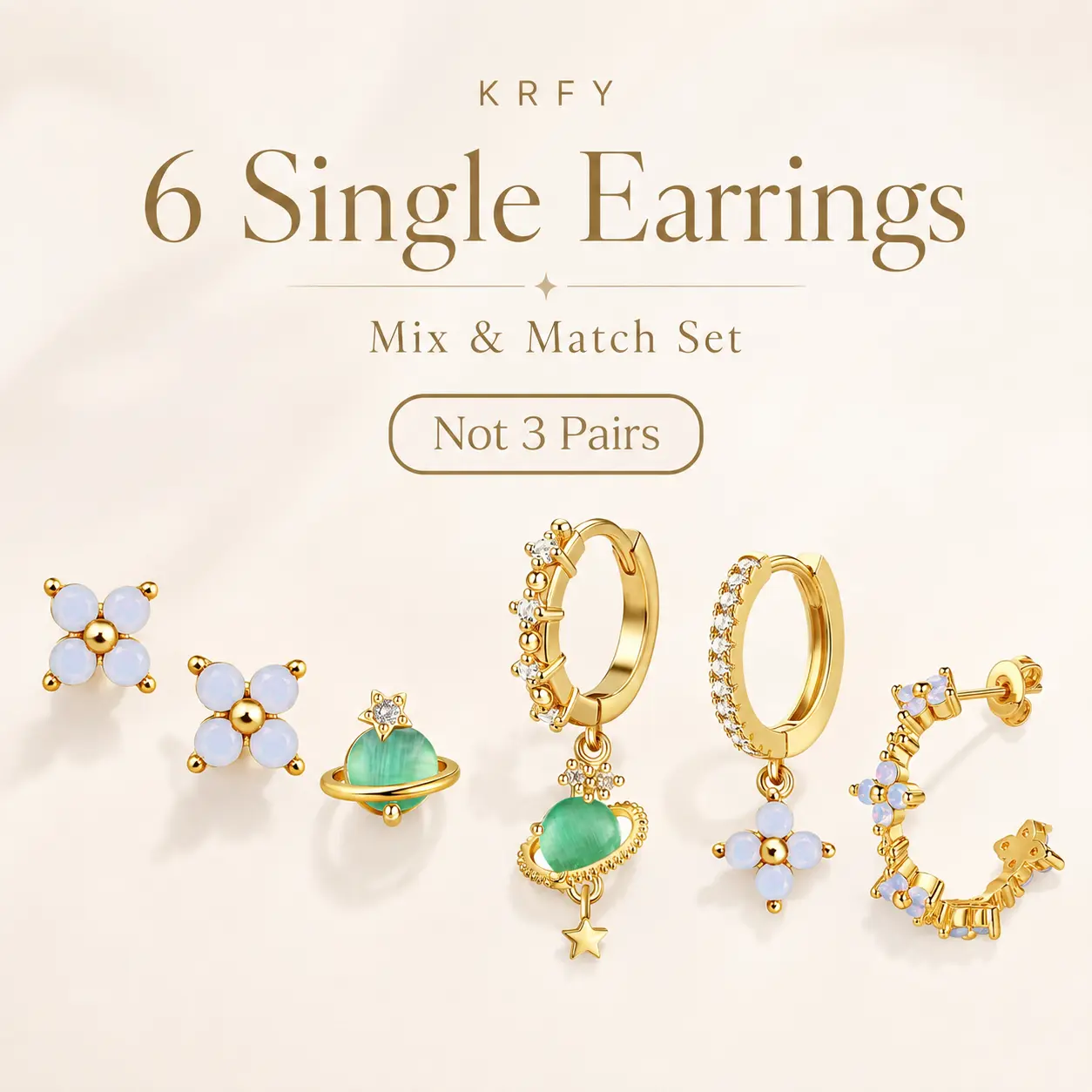 KRFY 6Pcs Gold Earring Stack Set | S925 Sterling Silver Post & 14K Gold Plated | 3 Cartilage Studs & 3 Huggie Hoops | Mix & Match Piercing Jewelry for Sensitive Ears DealsForYouDays