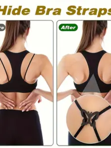 4 Color 12 Pcs Bra Strap Clips, Non-Slip Cross Back Hooks, Invisible Breast Support Accessories, Mixed Design Bra Straps