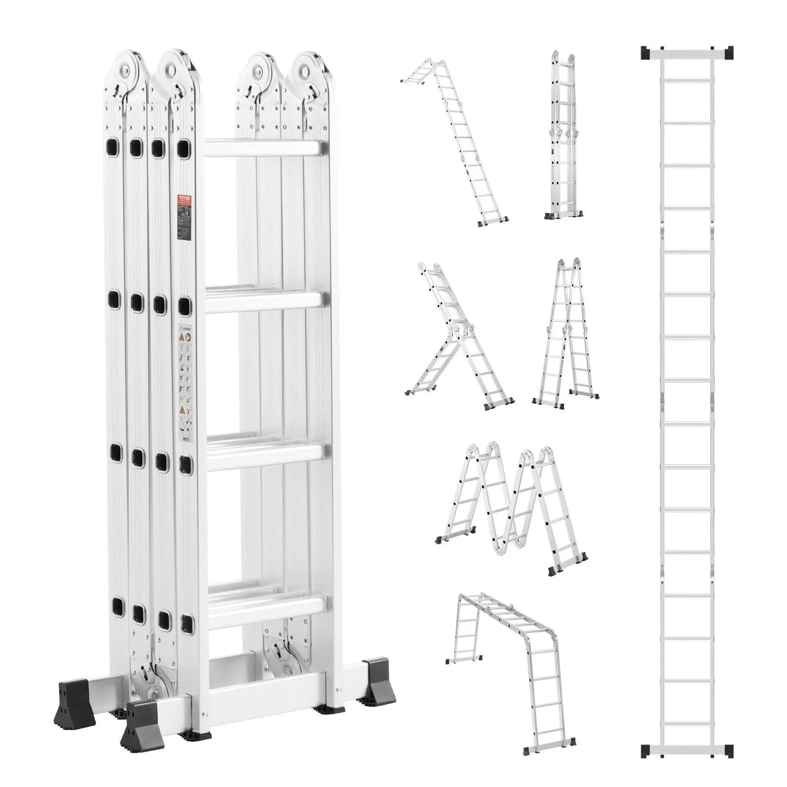 VEVOR Multi-Purpose Folding Ladder, , 7-in-1 Tall Extension Step Ladder ...