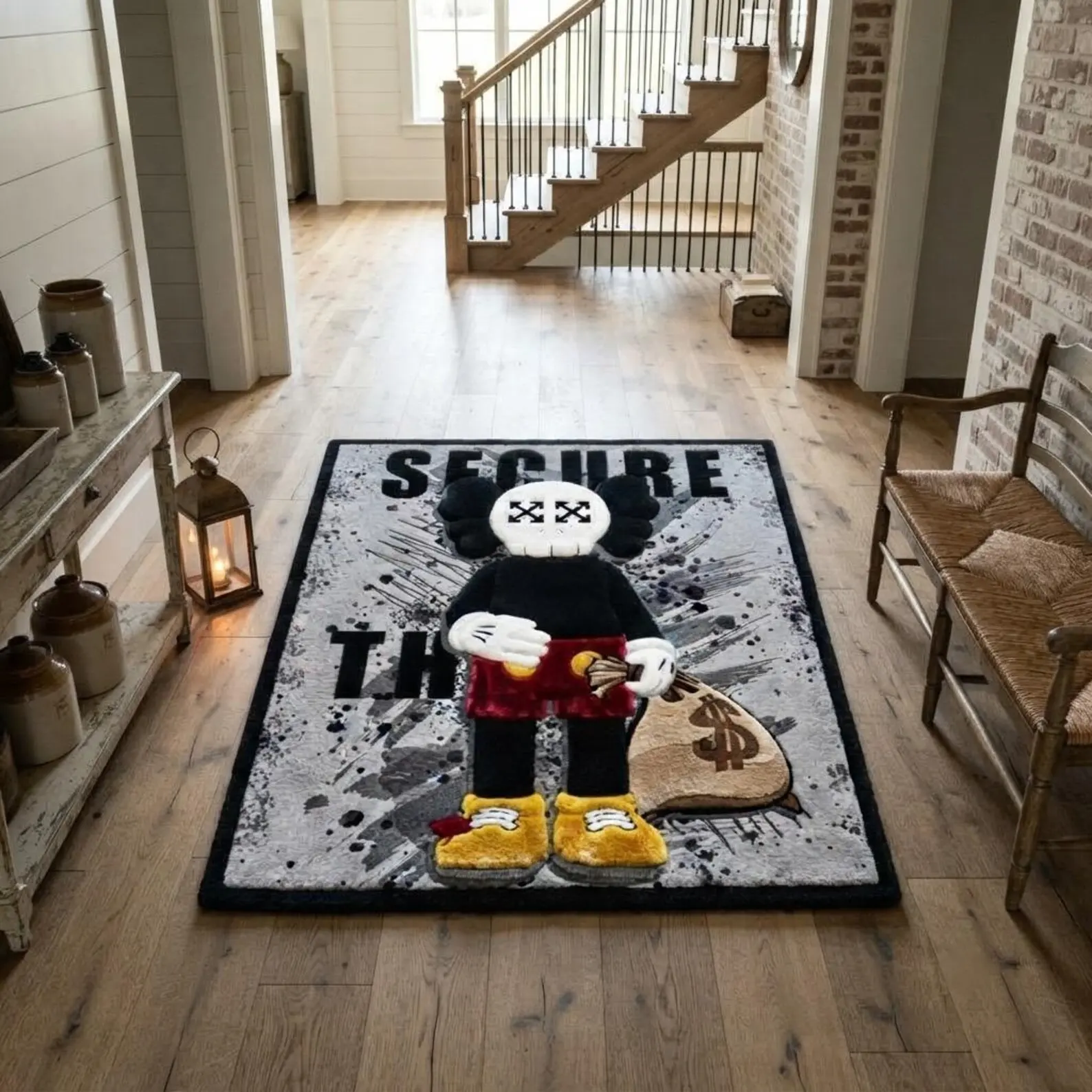 Custom Tufted Streetwear Area Rug - Hypebeast Kaws-Style Urban Graffiti Pop Art Decor for Bedroom, Gamer Room