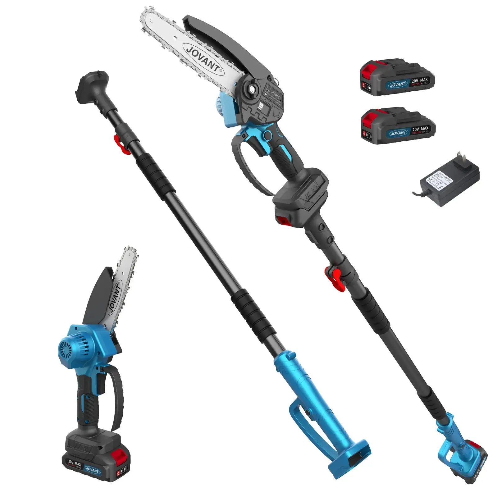 6 Inch Electric Pole Saws for Tree Trimming, 2-in-1 Cordless Mini Chainsaw, Pole Saw Battery Powered with Dual Batteries Lightweight for Women Garden Yard Wood Cutting
