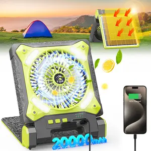 20000mAh Solar Powered Camping Fan,Portable Rechargeable Battery Powered Travel Fan with LED Lantern,Beach Essentials for Hurricane Emergencies, Hiking,Worksite Cooling