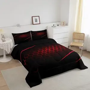 3-piece honeycomb duvet set, Modern bedding set, hexagonal printed bedding, including 2 pillowcases, home decoration, all season soft and warm