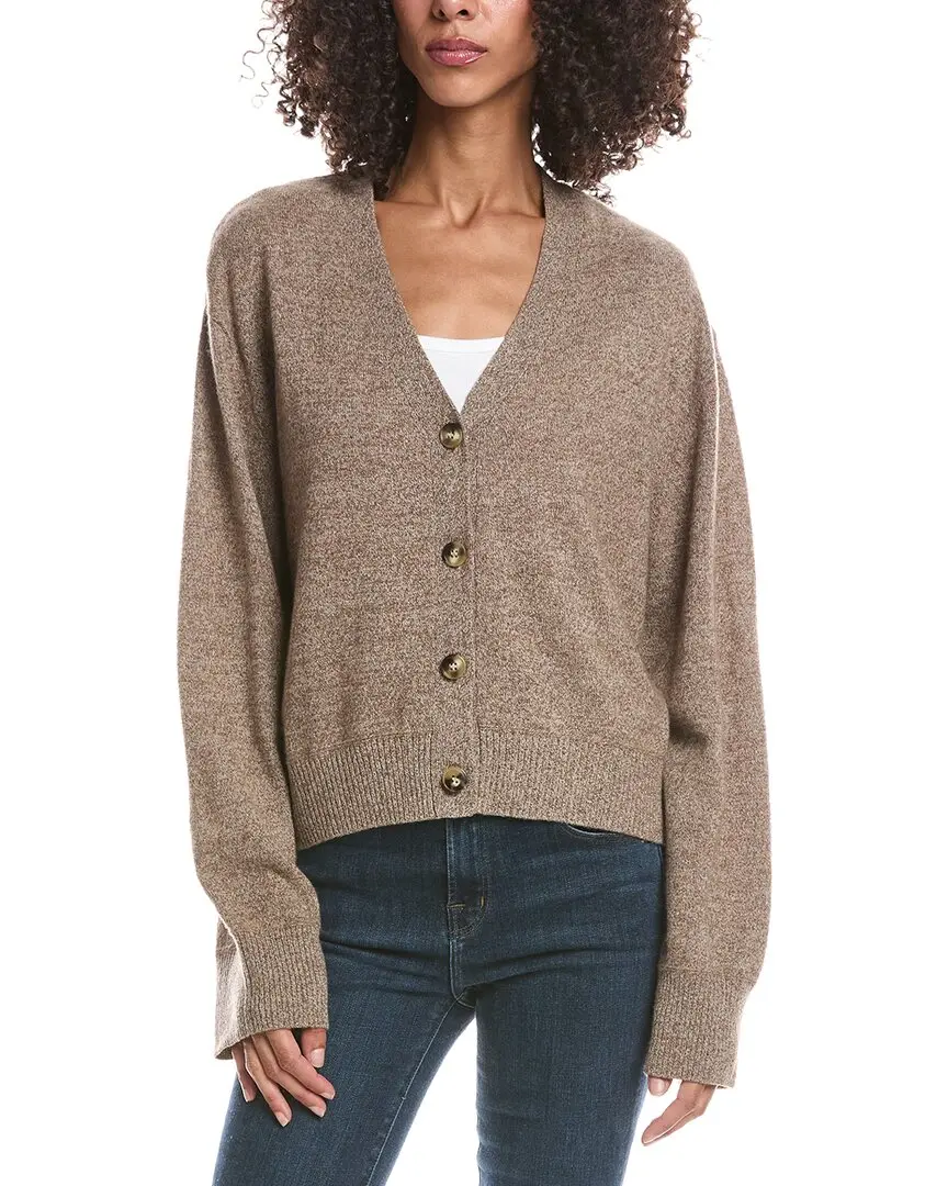 Brodie Cashmere Luxe High V-Neck Cashmere Sweater Cashmere Cardigan