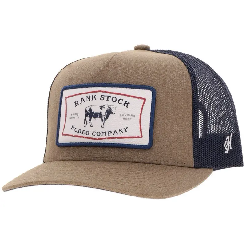 HOOEY "RANK STOCK" HAT TAN & NAVY W/RECTANGLE PATCH