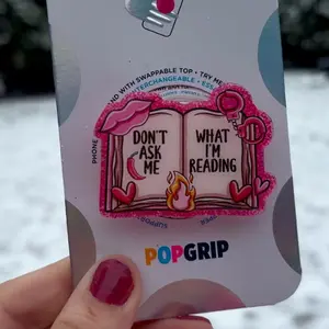 Don't Ask What I'm Reading Kindle Grip, Book Phone Grip, Book Girl Accessories, Adorable GripTok magnetic mount Foldable Wireless pop socket