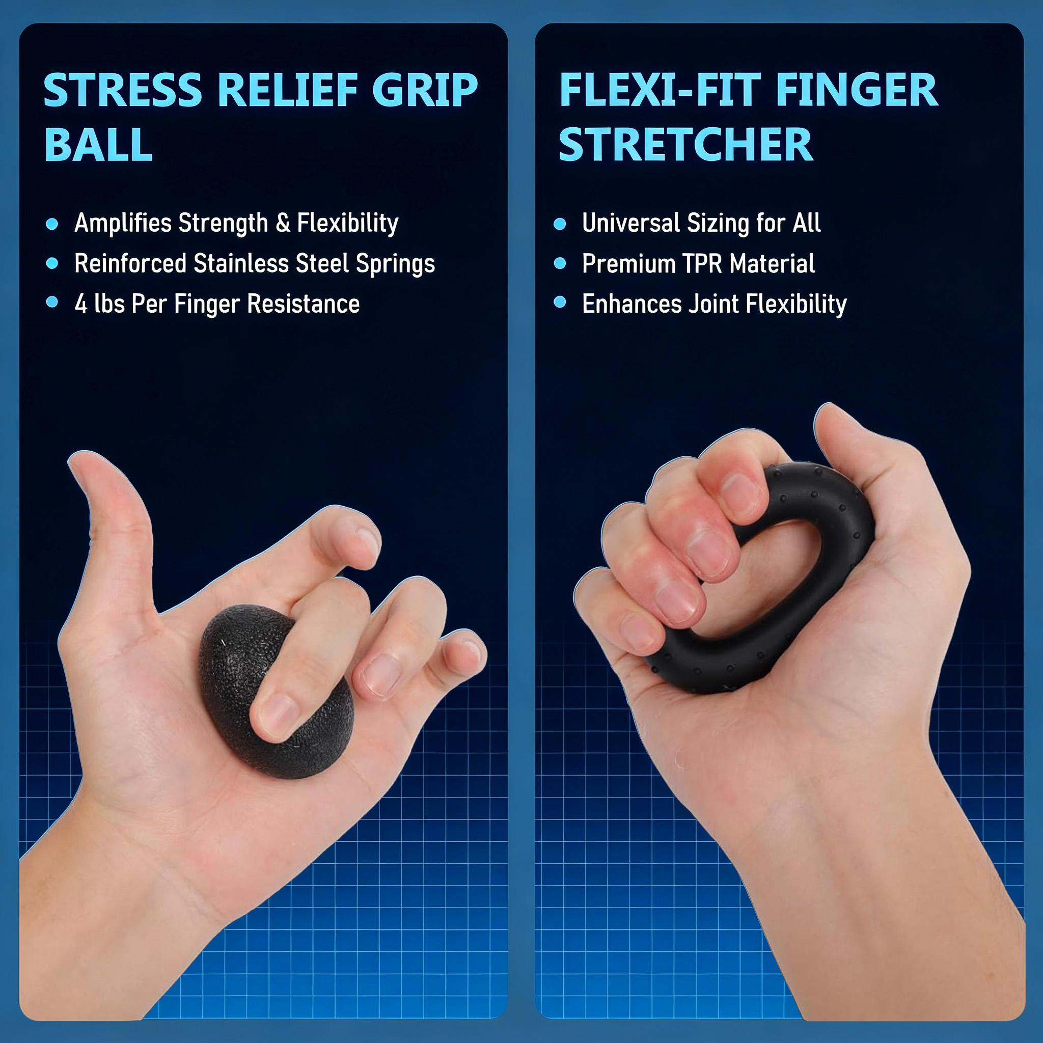 Complete Vein-Boosting Forearm Training Kit, 5-in-1 Hand Exerciser Set Ideal for Grip Strength, Finger Fitness & Stress Relief