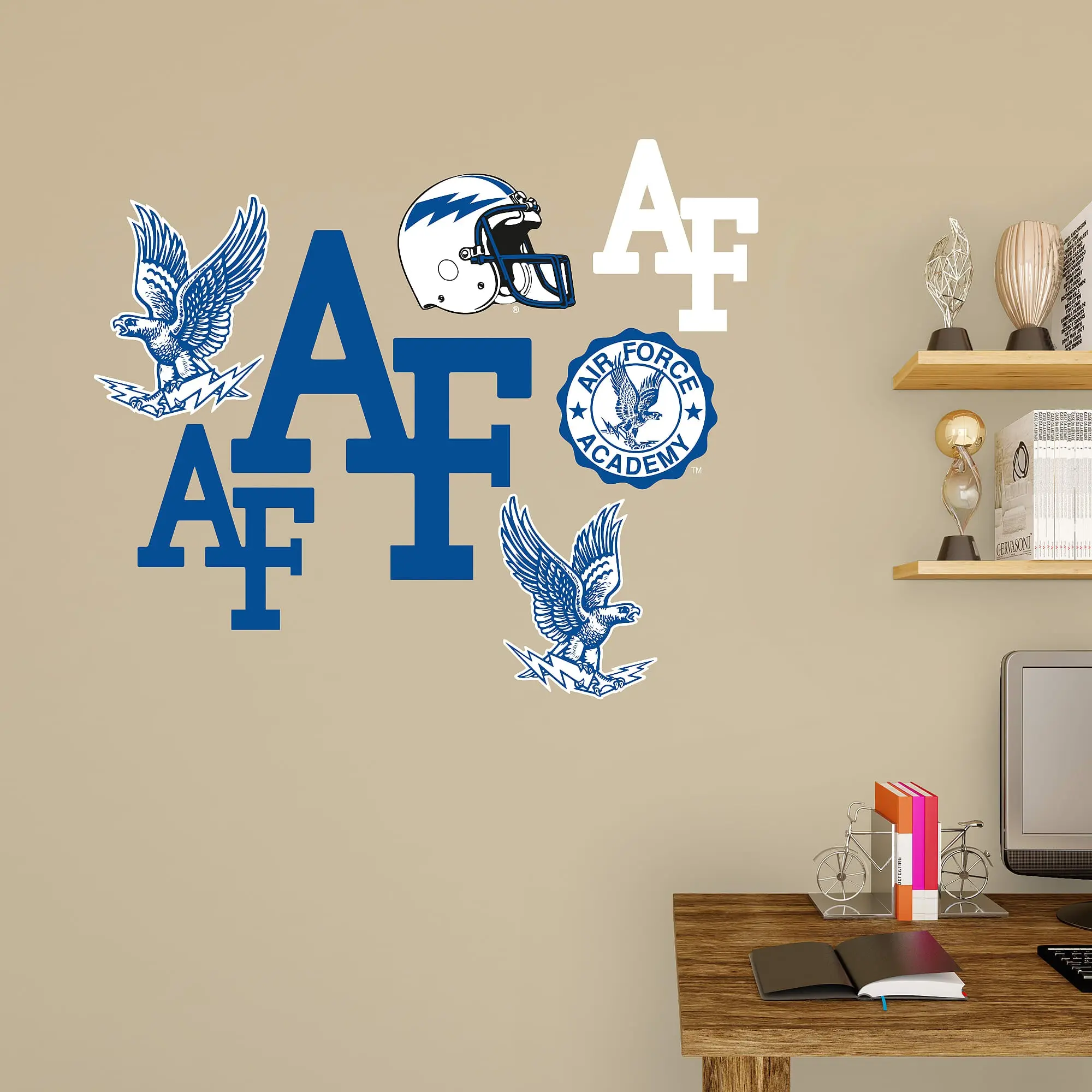 Official NCAA Air Force Falcons RealBig Logo Assortment Reusable Vinyl Wall Decals - Man Cave Decor, Office Decor, Indoor Outdoor Decorative Window Stickers, Home Supplies
