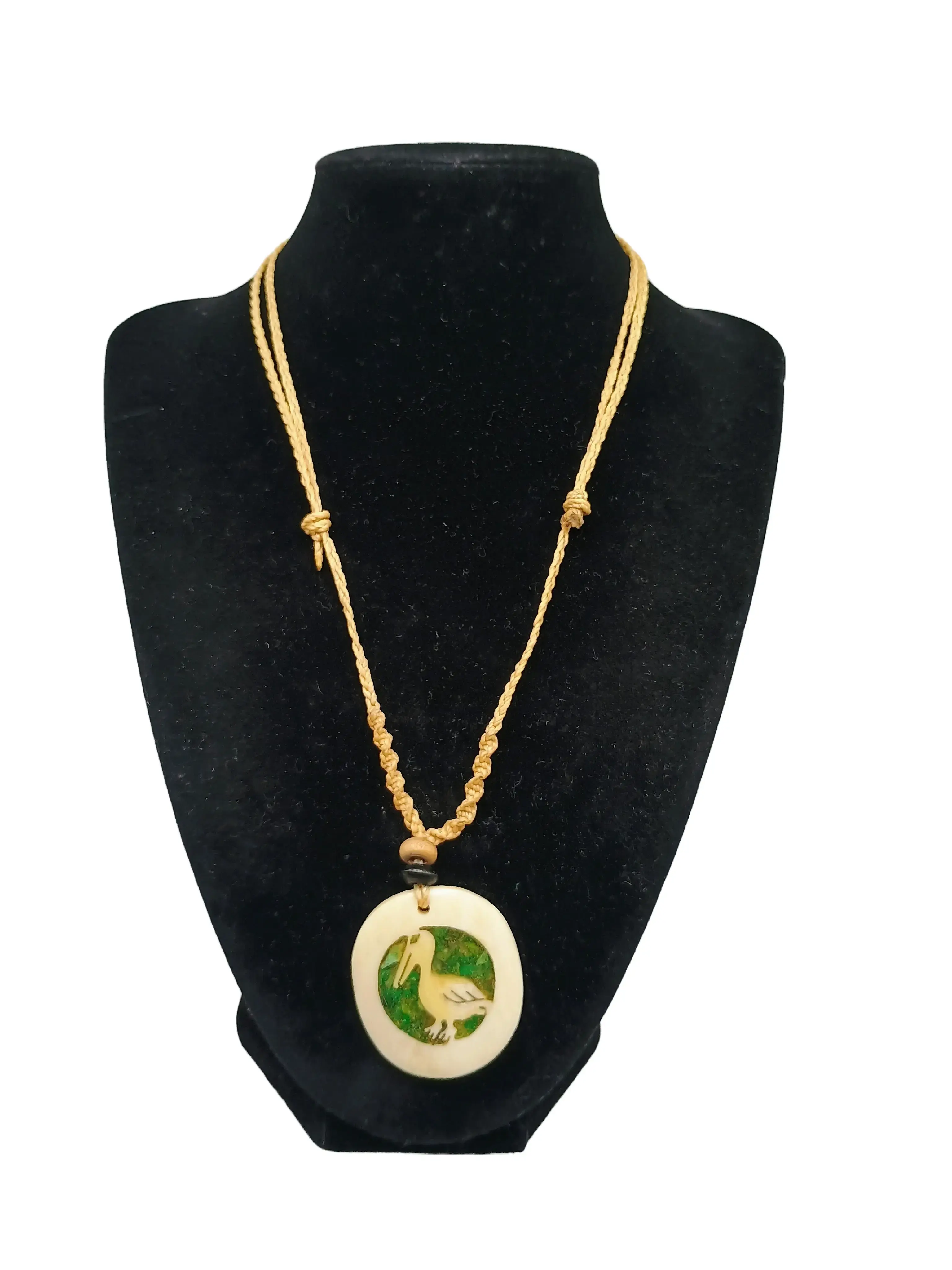 Hand-woven Macrame Necklace with Duck Pendant - Waterfowl