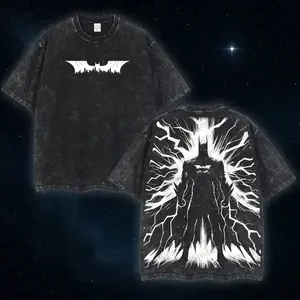 [Spider Wear] Bat 3.0 Retro Oversized Heavyweight Cotton Vintage Superhero Tshirt & Washed Tee, Classic Movie Lover T-shirt, Movie Buff Tee, Film Fan Gift, Vintage Film Buff Gift Shirt