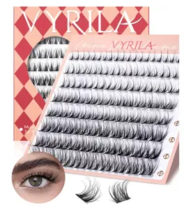 Lash Clusters 0.05mm PBT Fiber Eyelash Clusters, 0.1mm Superfine Invisiband D Curl Diy Lash Extension, 80pcs 8-16mm Individual Lashes Clusters Like Eyelash Extensions (Twilight-D-8-16Mix)