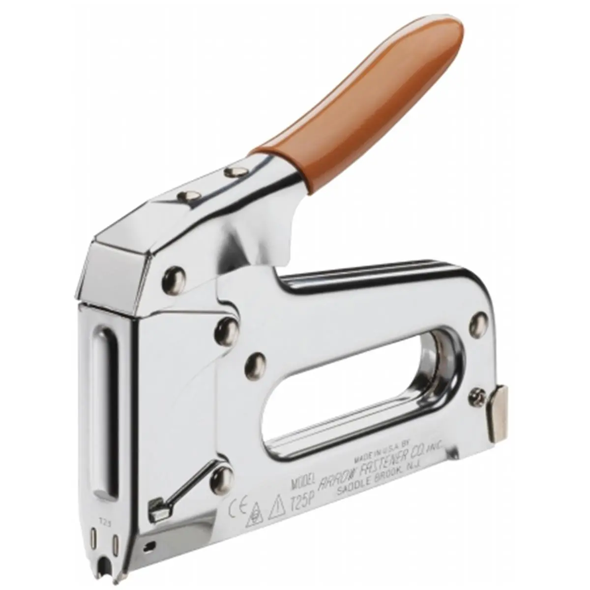 ARROW T25 Wire and Cable Staple Gun - All-Steel with Chrome Finish, Low Voltage Tools, Cushioned Grip, Jam-Proof Mechanism, Easy Squeeze Operation, T25 Model, Wire Stapling, Grooved Blade, Easy Squeeze Double-Leverage Operation