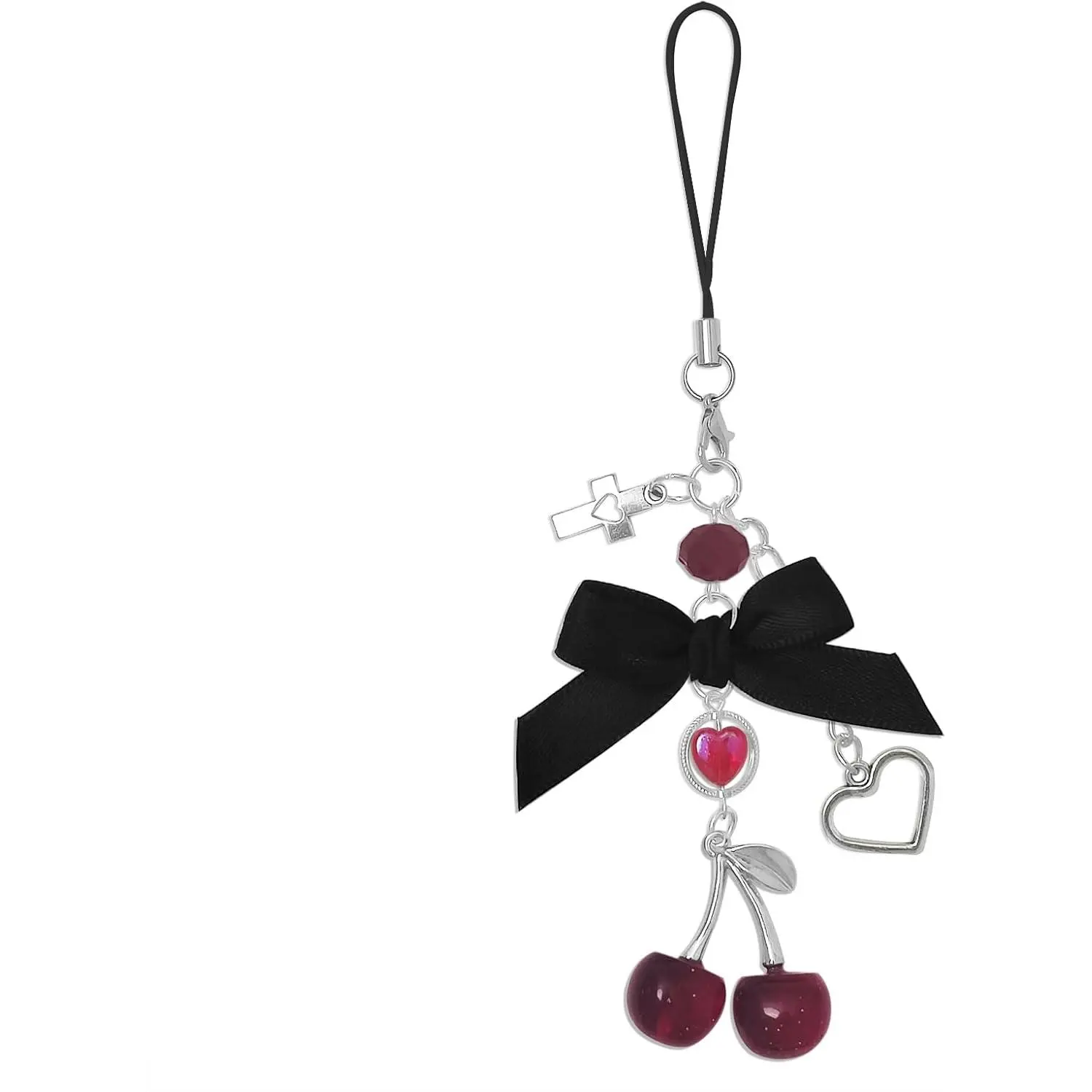 Cute Cherry Mobile Phone Lanyard Charms Strap, Durable Red Black Blue Accessories for Women’s Phones, Cameras, Bag Pendants, Smartphone, Phones/Ipads