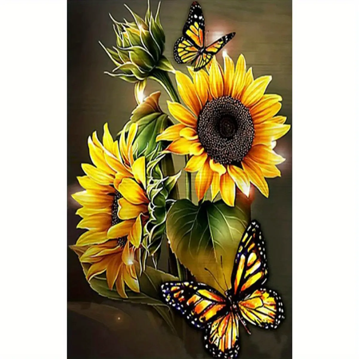 Vibrant Sunflower & Butterfly 5D Diamond Painting Kit - Round Acrylic Gems, DIY Wall Art Craft for Adults - Lush Home Decor with Realistic Floral and Insect Design - Perfect Gift for Crafting Enthusiasts & Home Decor Lovers
