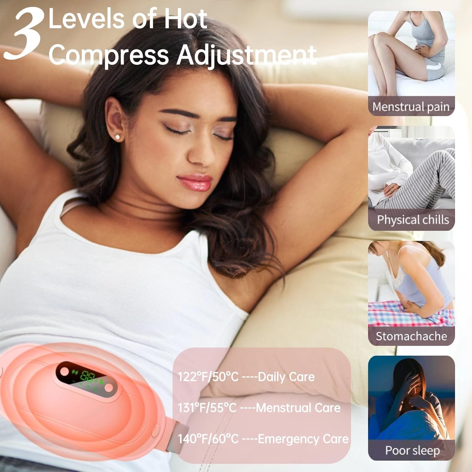 Heating Pad, Portable Cordless Fast Heated Pad, Electric Belly Wrap Belt with 3 Heat Levels & 4 Massage Modes, Menstrual Back Belly Pain Warm Gifts for Women Girls (Pink) Heating Pad, Portable Cordless Fast Heated Pad, Electric Belly Wrap Belt with 3 Heat Levels & 4 Massage Modes, Menstrual Back Belly Pain Warm Gifts for Women Girls (Pink)