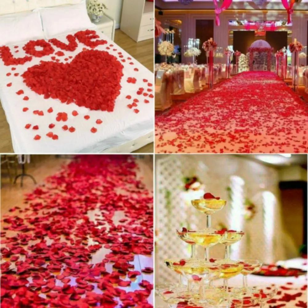 CODE FLORIST 2200 PCS Dark-Red Silk Rose Petals for Romantic Night Wedding Proposal Anniversary Flower Decorations Ideal for Valentine's Day Party