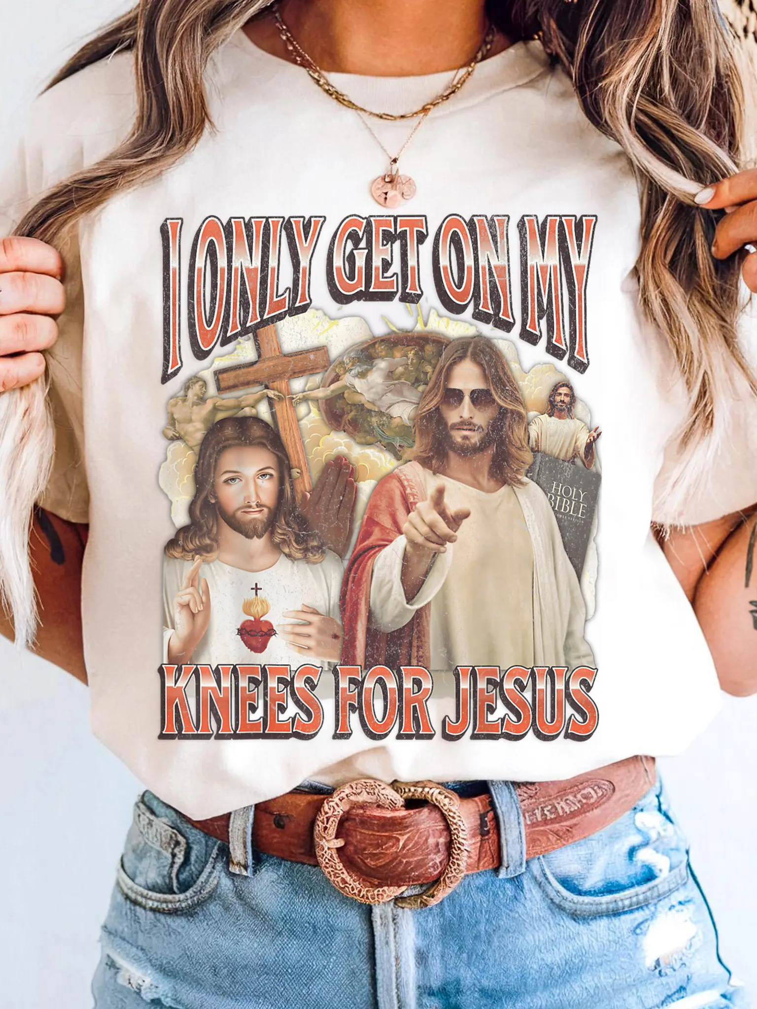 Comfort Colors I Only Get On My Knees For Jesus Funny Offensive Adult Humor T-Shirt