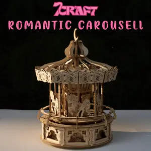 7 Craft Romantic Carousel 3D Wooden Puzzle Handicraft Toy for Children Brain Teaser Educational Playtime Activity