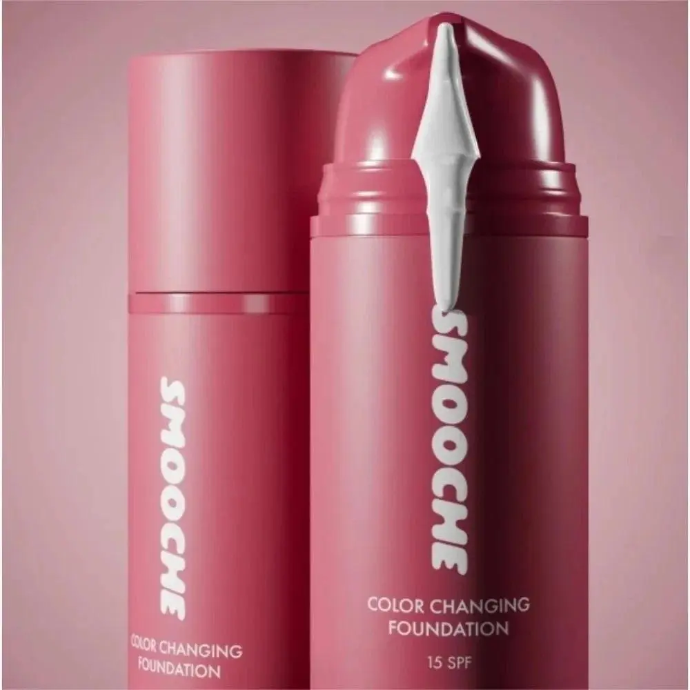 30ml SMOOCHE Color Changing Foundation - Self-Adjusting Shade, Covers Imperfections & Fine Lines for Flawless Natural Look