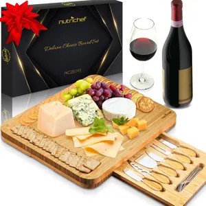 Charcuterie Board Set - Extra Large Bamboo with 6 Knives & Forks