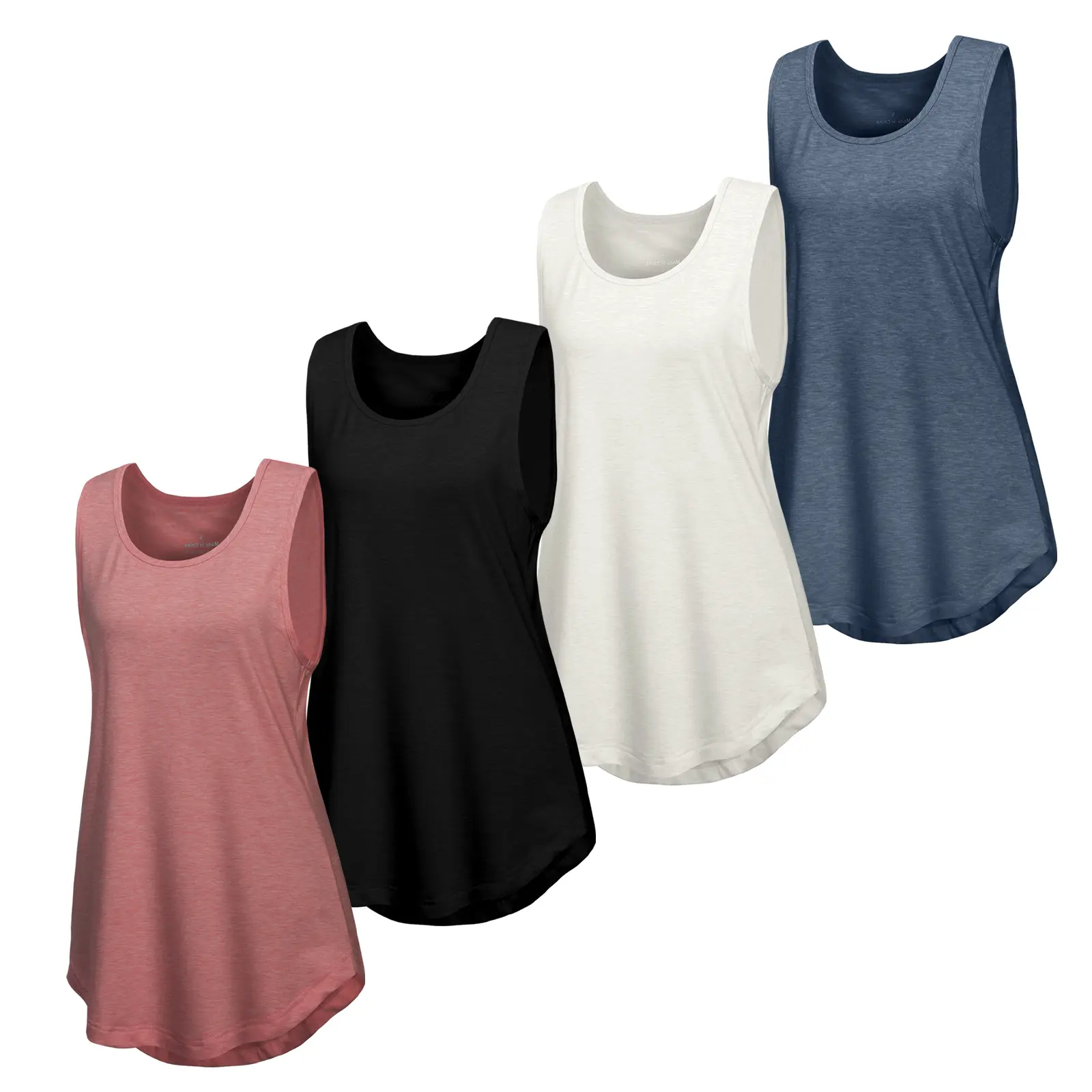 4 Pcs Tank Tops for Women Sleeveless Top Basic Tanks, Curved Hem 4 Pcs Tank Tops for Women Sleeveless Top Basic Tanks, Curved Hem