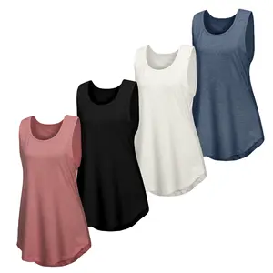 4 Pcs Tank Tops for Women Sleeveless Top Basic Tanks, Curved Hem