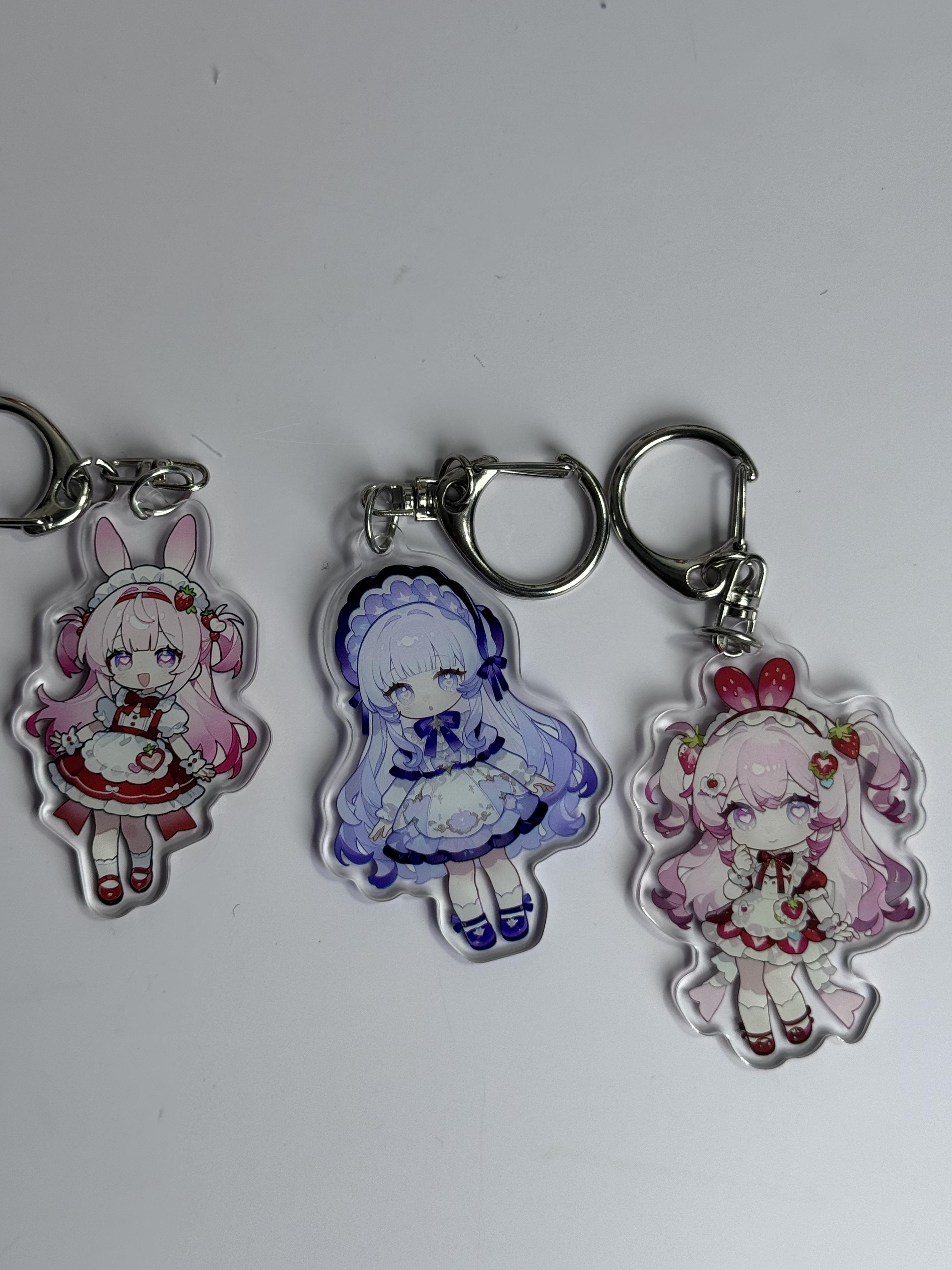 Custom  Acrylic Keychain, Double Layer DollPendant,  Cute Cartoon Anime TransparentCreative  Decoration Small Gift
