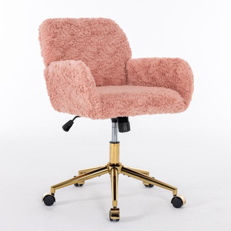 Top Office Chair,Adjustable Criss Cross Office Chair, Artificial rabbit hair Home Office Chair with Golden Metal Base,Adjustable Desk/Swivel/Vanity Office Chair