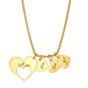 For Mother's Day Meaninful Personalized Hearts Name Multiple Heart Names Necklace, Family Keepsake Necklace Family Names Mom's Day Gift LY364