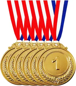 6 Pcs Gold Medals for Awards, 1st Place Metal Award Medals Olympic Style Winner Awards for Sports, Party, Tournaments, Prizes, Competitions, 2 Inches