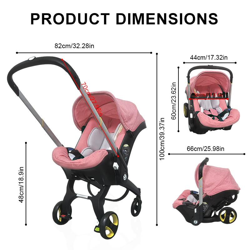(No Base)Baby Stroller with Free Bag ,Newborn Stroller,Foldable Stroller Legs,Equipped with Chest Clip,One-Click Contraction Function,Alloy Metal Material,4-wheel Travel Toddler Stroller
